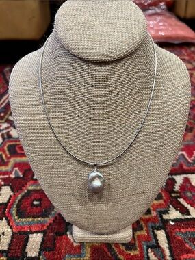 Silver Baroque Pearl Pendant Necklace - Women's Jewelry